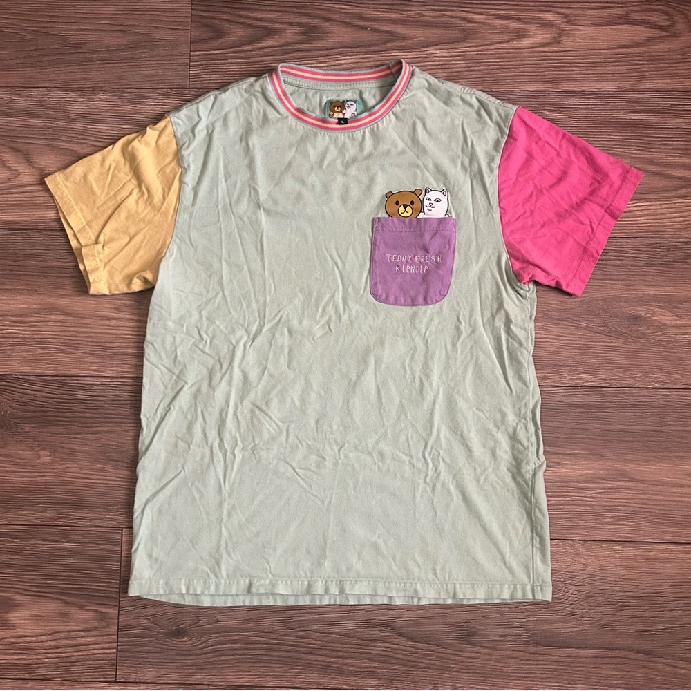 Teddy Fresh x Rip N Dip Color Block Striped T-Shirt Cotton